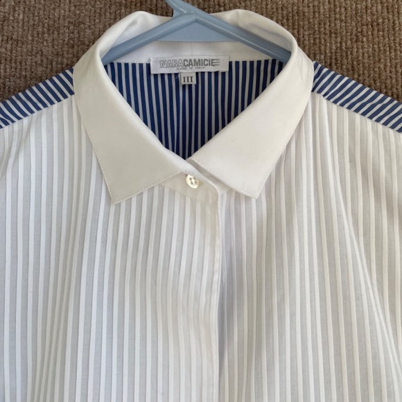 Blue and white short sleeve cotton shirt from Italy - Picture 6 of 8
